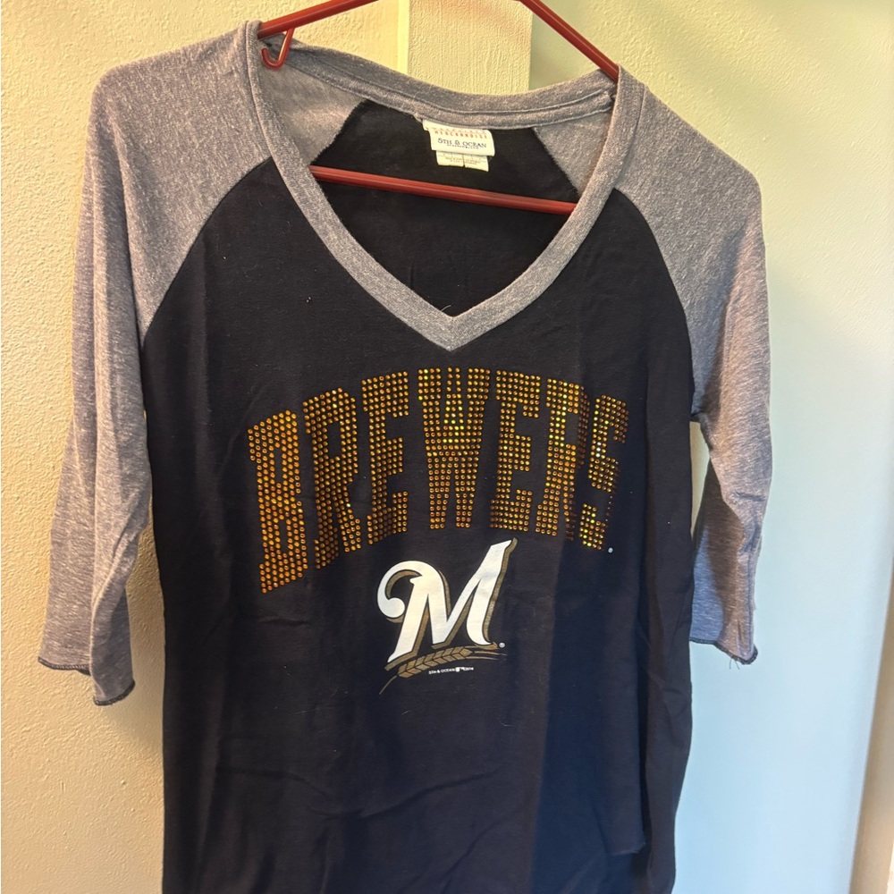 Brewers Raglan Shirt - Navy and Gray